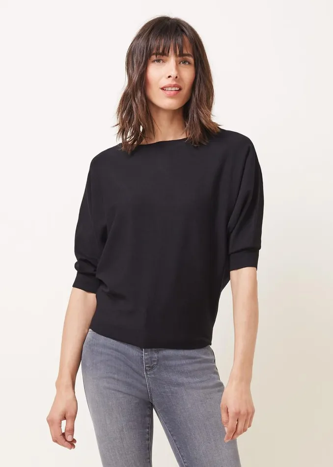 Cristine Batwing Fine Knit Jumper Black Women Phase Eight Knitwear
