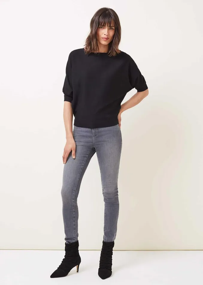 Cristine Batwing Fine Knit Jumper Black Women Phase Eight Knitwear