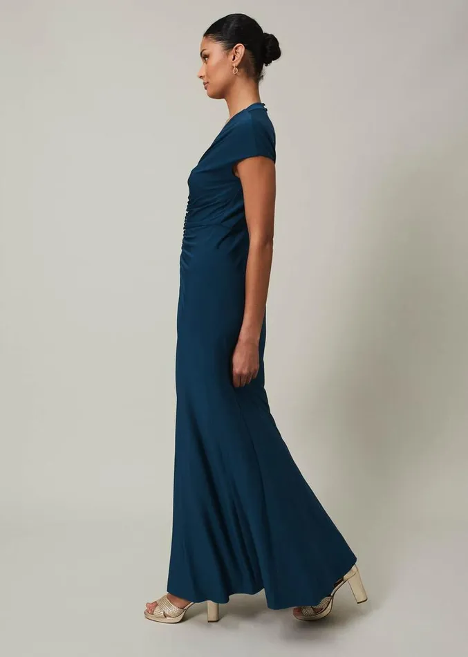 Daisy Ruched Maxi Dress Teal Women Phase Eight Dresses