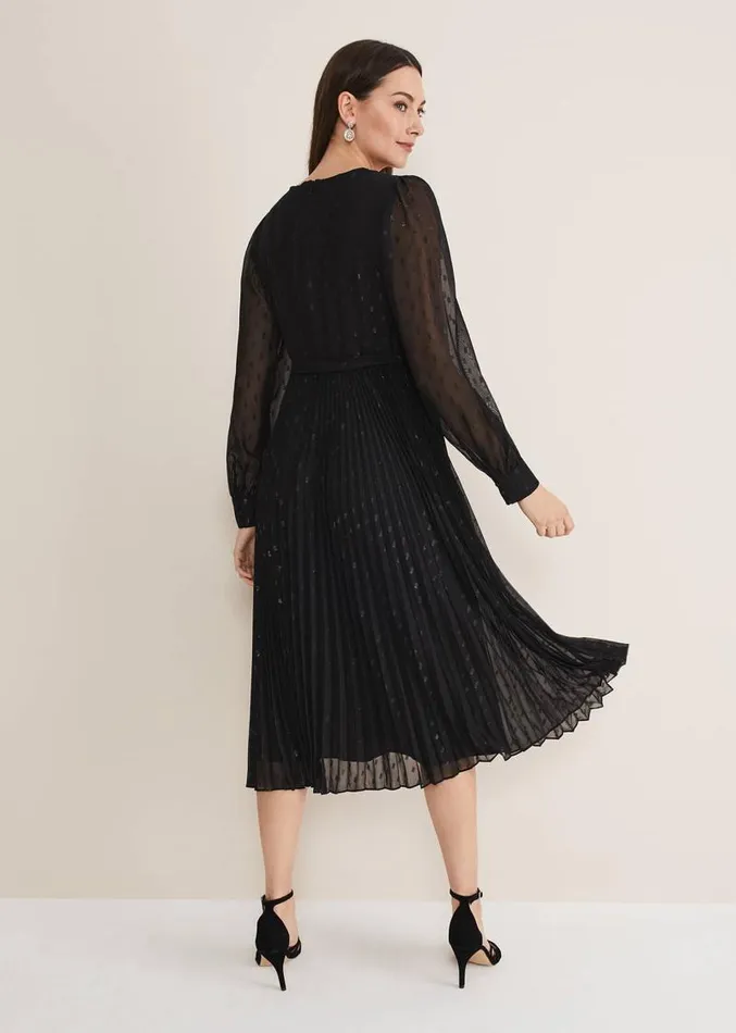 Dani Shimmer Pleat Dress Blacksilver Women Phase Eight Dresses