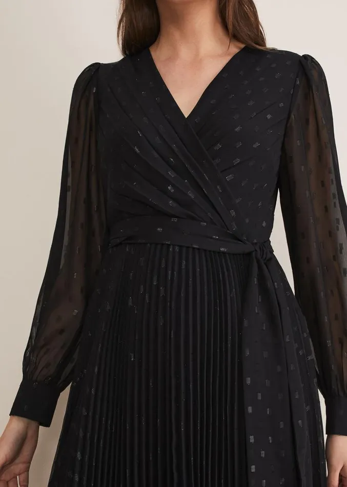 Dani Shimmer Pleat Dress Blacksilver Women Phase Eight Dresses