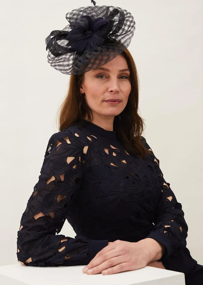 Danna Flower Disc Fascinator Navy Women Phase Eight Fascinators and Hats