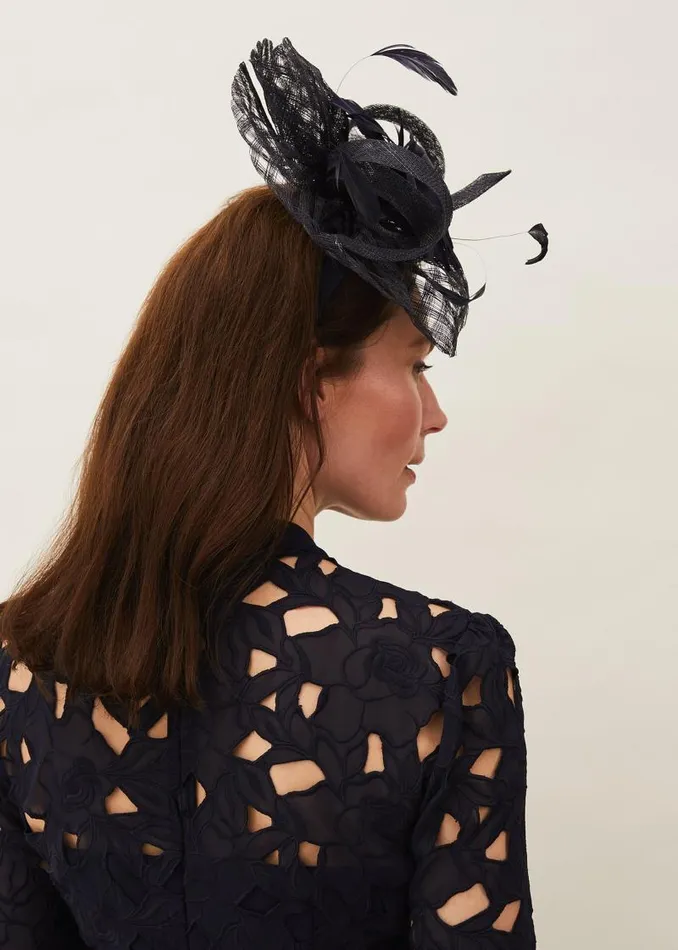 Danna Flower Disc Fascinator Navy Women Phase Eight Fascinators and Hats