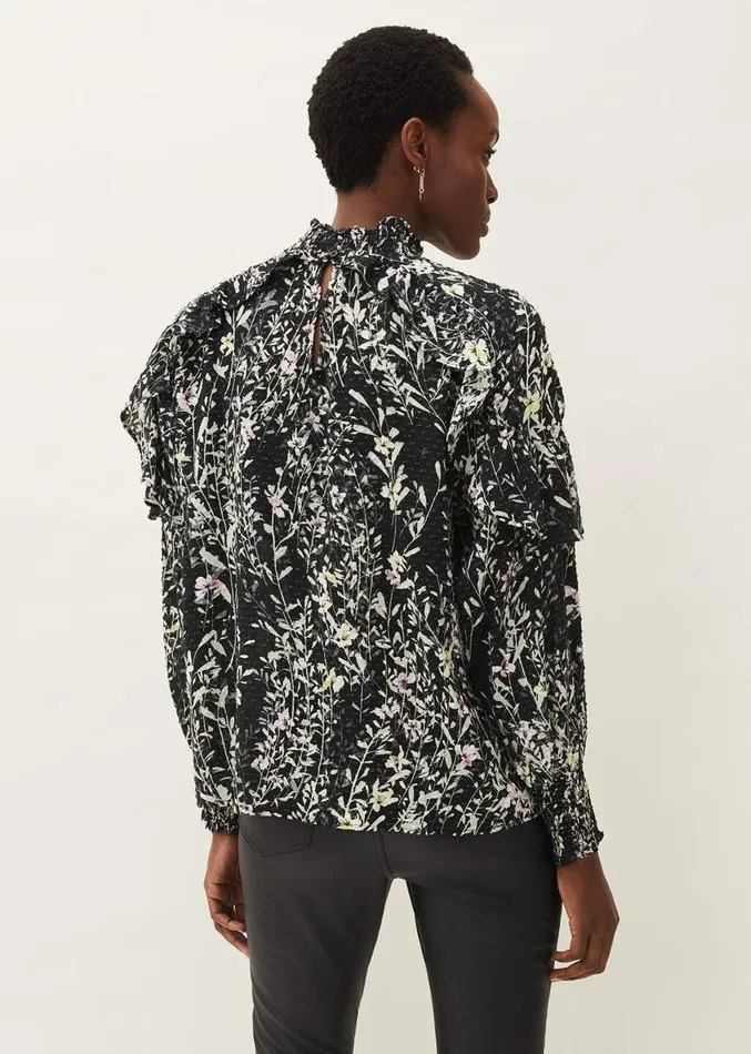 Daphne Floral Frill Blouse Black Women Phase Eight Shirts and Blouses