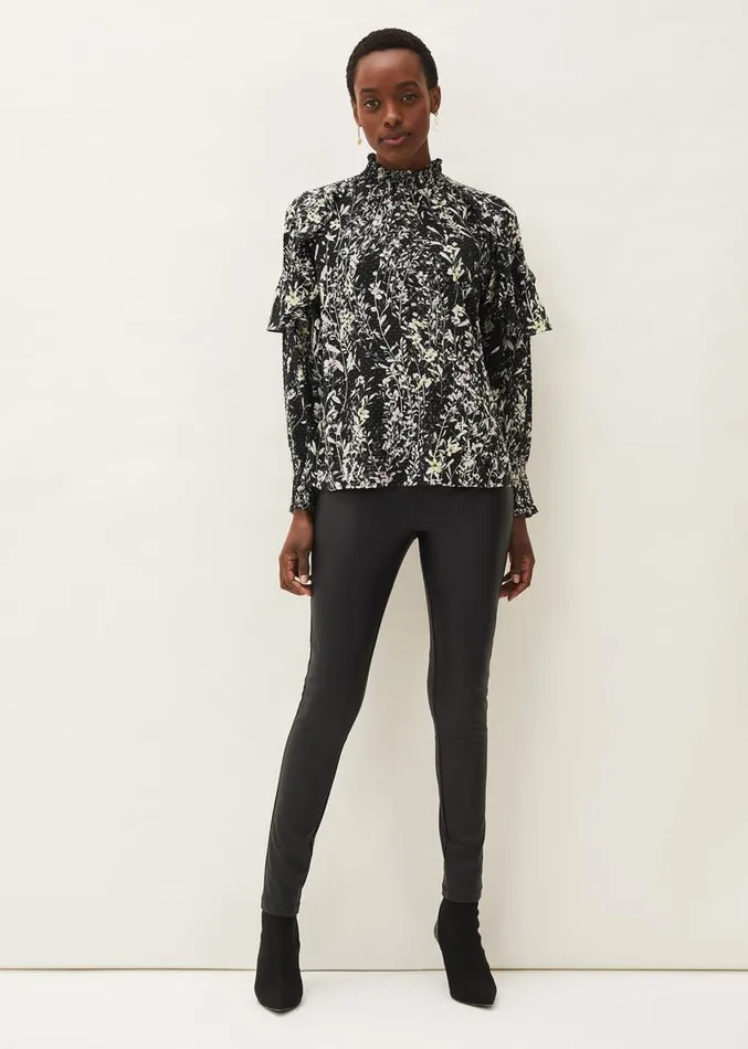 Daphne Floral Frill Blouse Black Women Phase Eight Shirts and Blouses