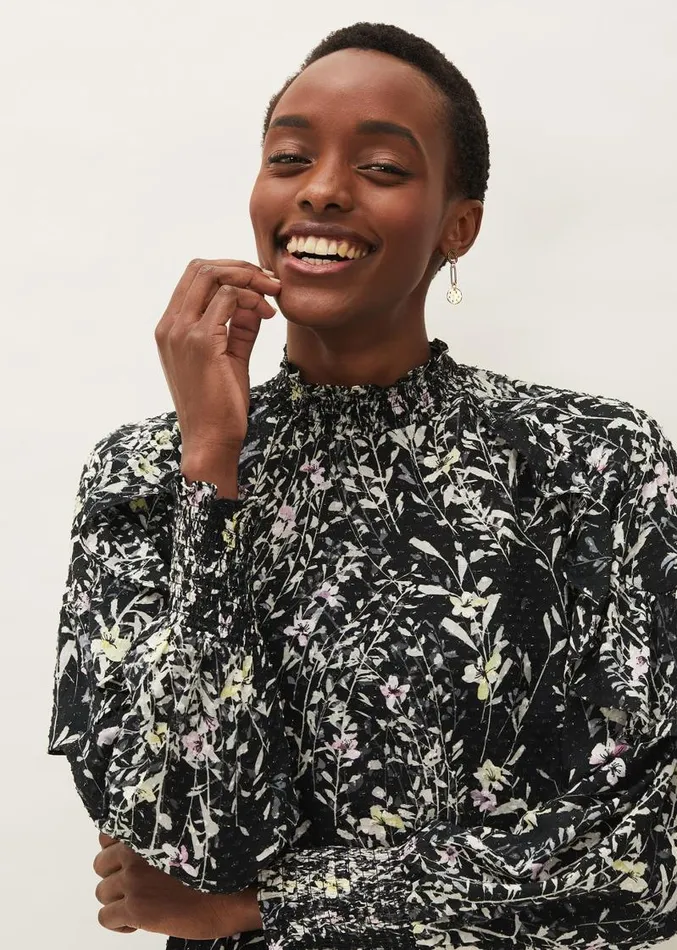 Daphne Floral Frill Blouse Black Women Phase Eight Shirts and Blouses