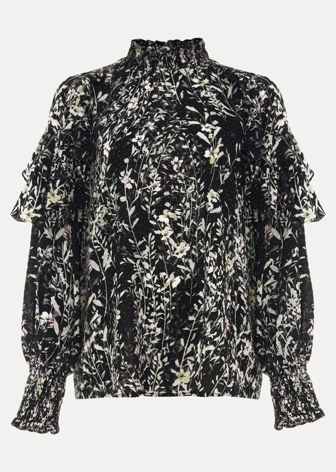 Daphne Floral Frill Blouse Black Women Phase Eight Shirts and Blouses