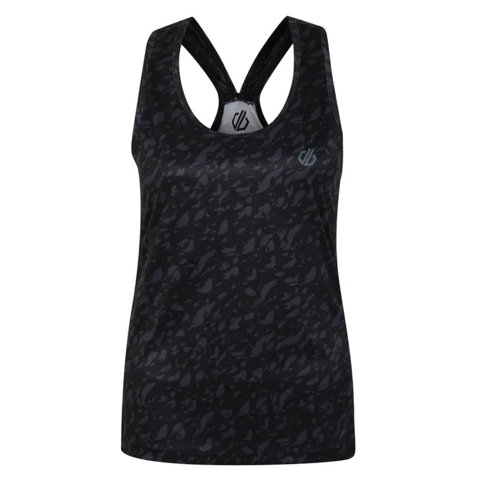 Dare 2b Ardency II Recycled Lightweight Vest Black Leaf Flow Print Women Gym Tops
