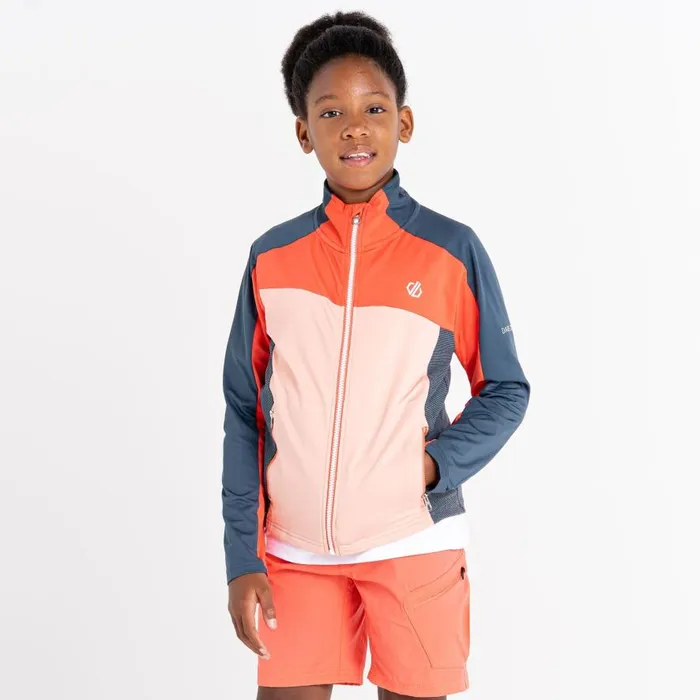 Dare 2b Emergent Core Stretch Midlayer Orion Grey Neon Peach Kids Fleece