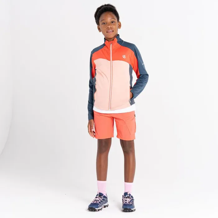 Dare 2b Emergent Core Stretch Midlayer Orion Grey Neon Peach Kids Fleece