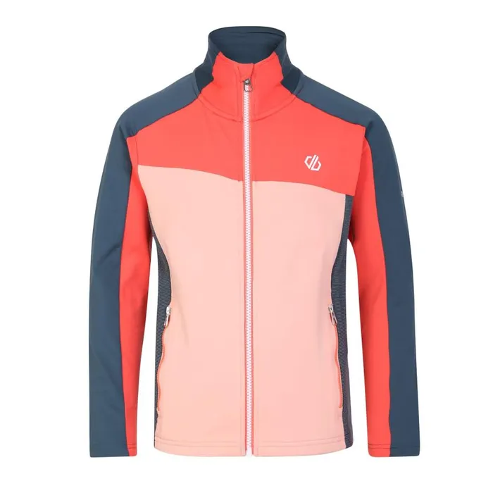 Dare 2b Emergent Core Stretch Midlayer Orion Grey Neon Peach Kids Fleece