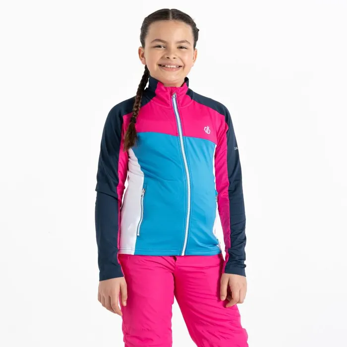 Dare 2b Emergent Core Stretch Midlayer Swedish Blue Pure Pink Kids Fleece
