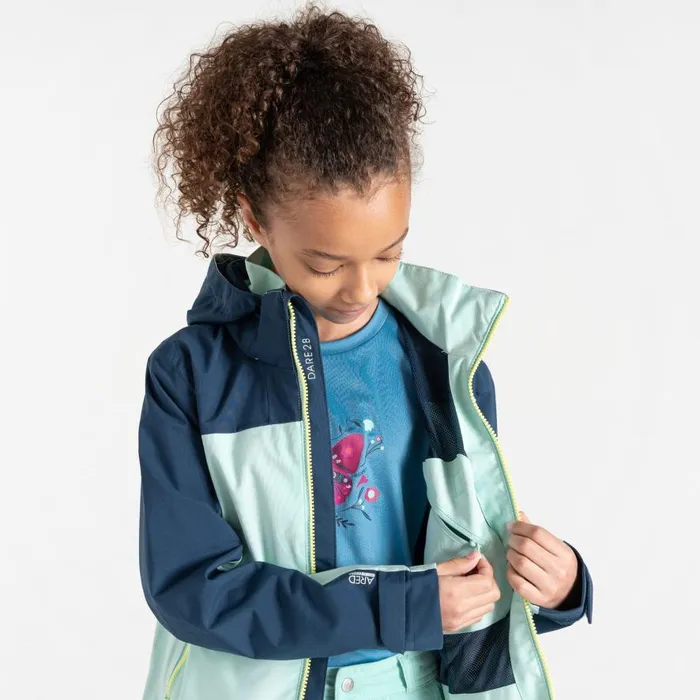 Dare 2b Explore II Waterproof Jacket Mint Green Moonlight Denim Kids Waterproof Jackets
