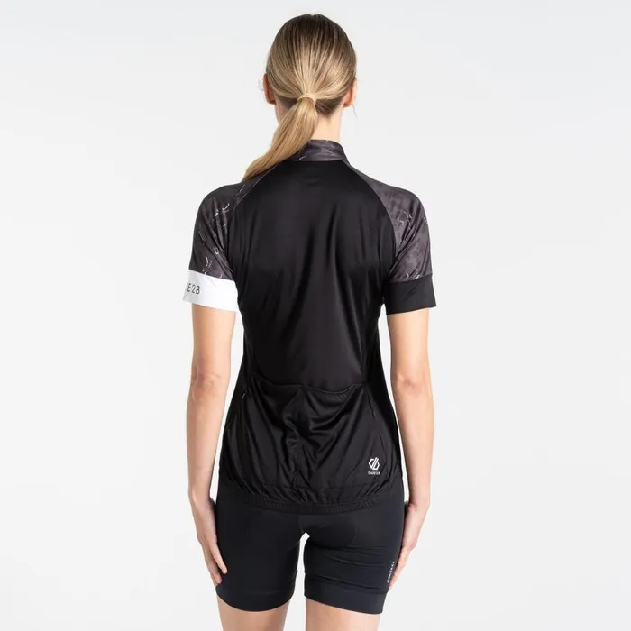 Dare 2b Follow Through Cycling Jersey Black Dash Animal Print Women Gym Tops