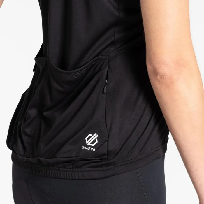 Dare 2b Follow Through Cycling Jersey Black Dash Animal Print Women Gym Tops