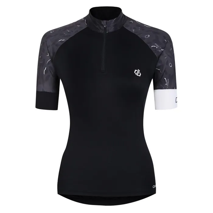 Dare 2b Follow Through Cycling Jersey Black Dash Animal Print Women Gym Tops
