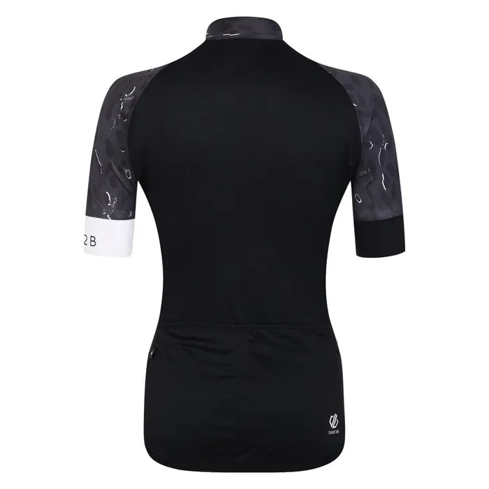 Dare 2b Follow Through Cycling Jersey Black Dash Animal Print Women Gym Tops