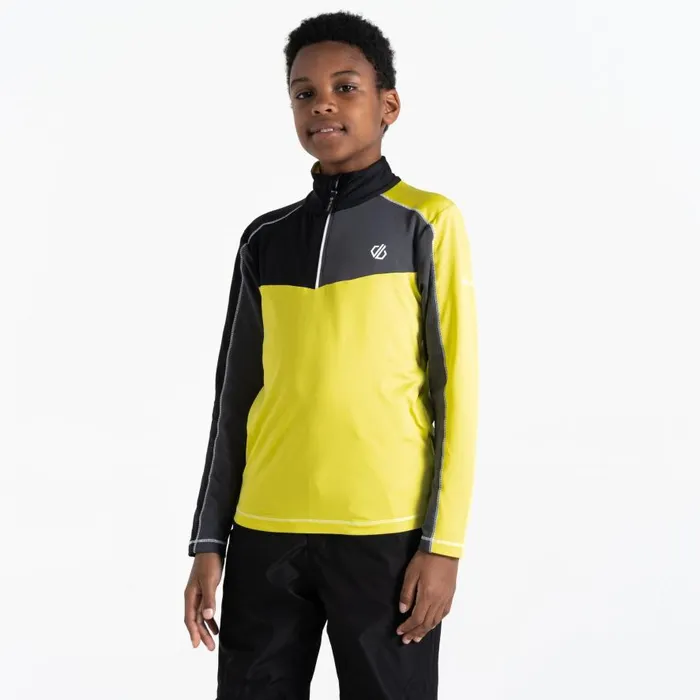 Dare 2b Formate II Core Stretch Midlayer Ebony Grey Yellow Kids Fleece