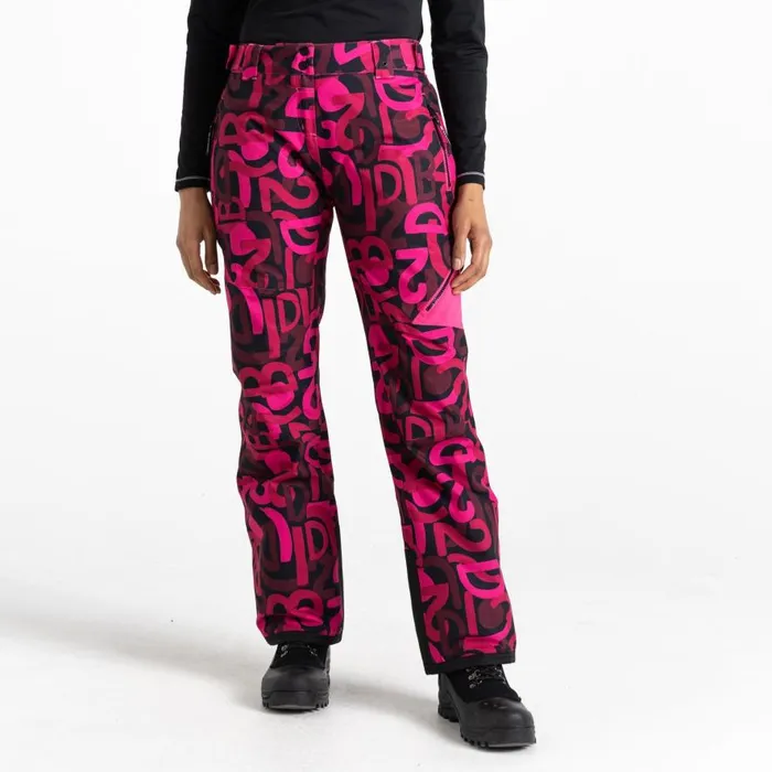 Dare 2b Ice Ski Pant Pink Graffiti Print Women Ski Trousers and Salopettes