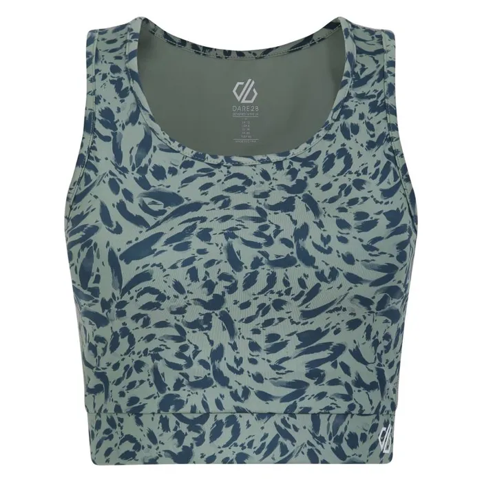 Dare 2b Move High Neck Sports Bra Lilypad Green Animal Print Women Gym Tops