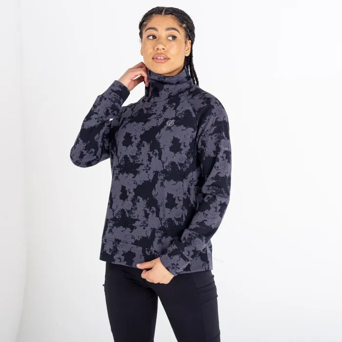 Dare 2b Offline Sweater Black Mirage Print Women Hoodies and Sweatshirts