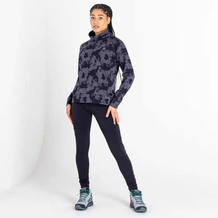 Dare 2b Offline Sweater Black Mirage Print Women Hoodies and Sweatshirts