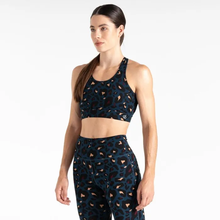 Dare 2b Swift II Sports Bra Moonlight Denim Animal Print Women Medium Impact