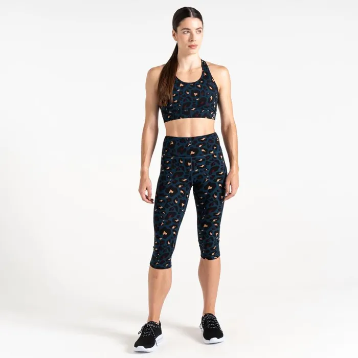 Dare 2b Swift II Sports Bra Moonlight Denim Animal Print Women Medium Impact
