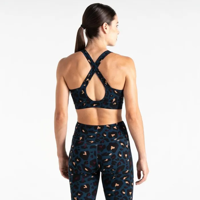 Dare 2b Swift II Sports Bra Moonlight Denim Animal Print Women Medium Impact