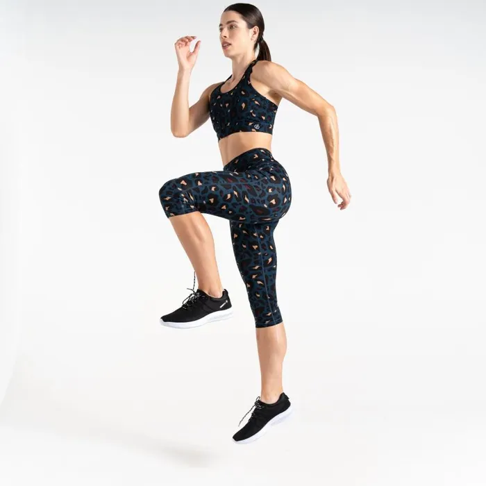 Dare 2b Swift II Sports Bra Moonlight Denim Animal Print Women Medium Impact