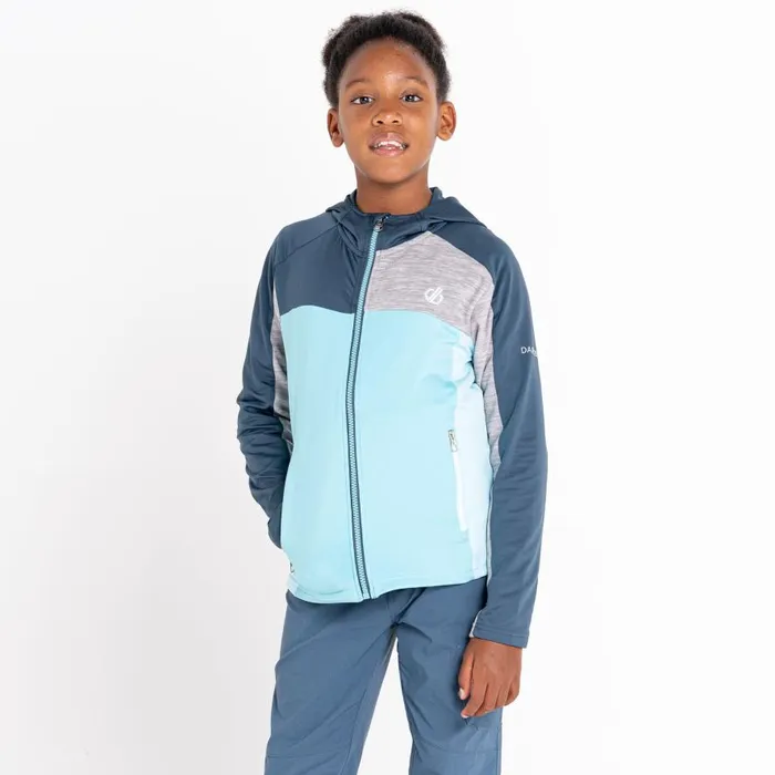 Dare 2b Thriving Hooded Core Stretch Midlayer Sea Jet Blue Kids Fleece