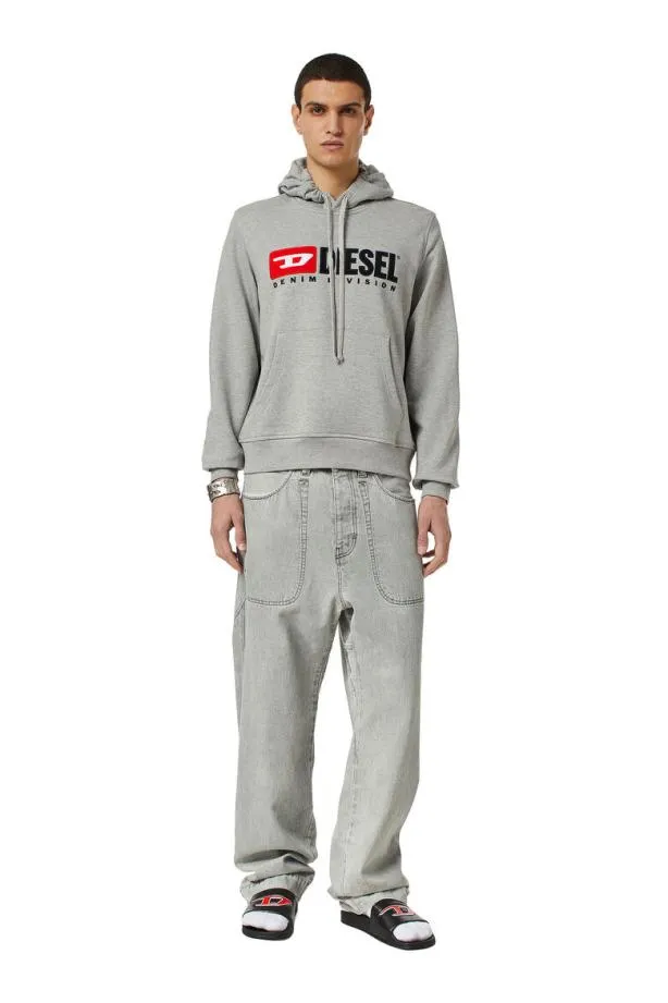 Diesel Sginnhooddiv Grey Men Sweatshirts and Hoodies