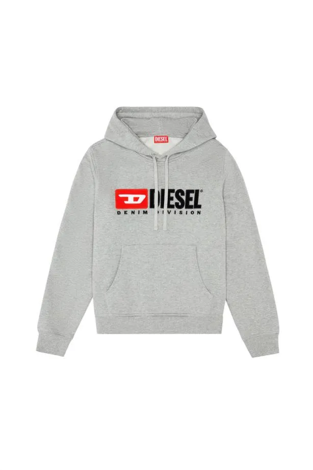 Diesel Sginnhooddiv Grey Men Sweatshirts and Hoodies