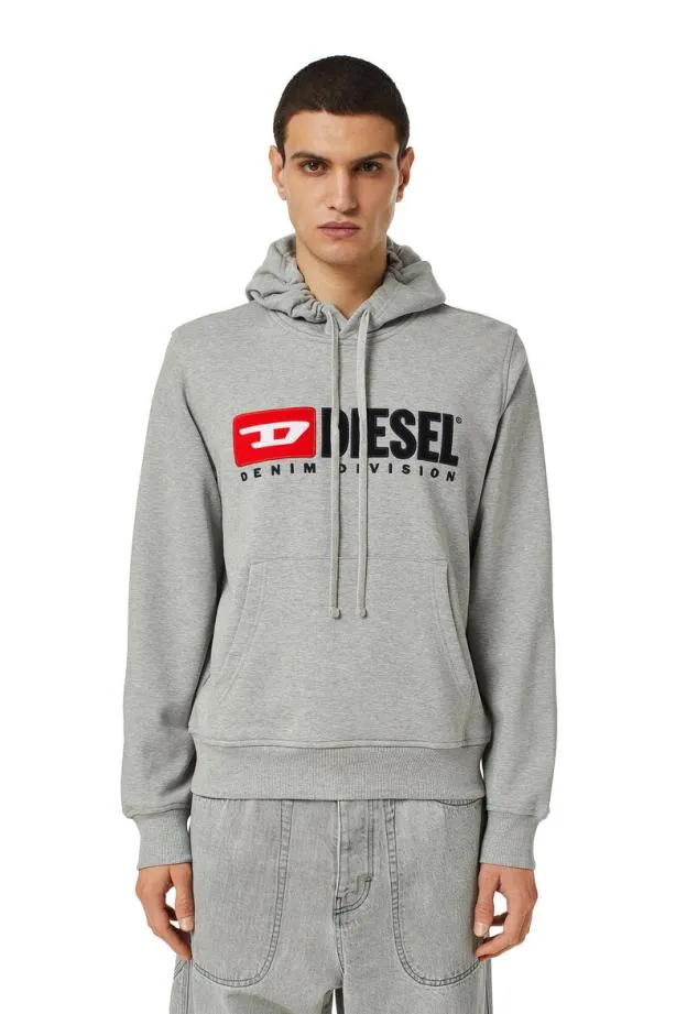 Diesel Sginnhooddiv Grey Men Sweatshirts and Hoodies