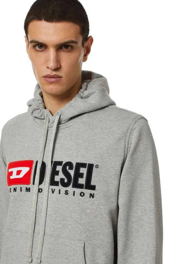 Diesel Sginnhooddiv Grey Men Sweatshirts and Hoodies