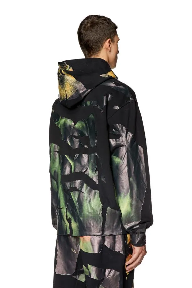 Diesel Smachoodm1 Blackorange Men Sweatshirts and Hoodies
