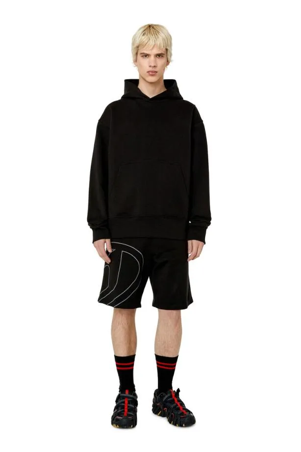 Diesel Smacshoodmegoval Black Men Sweatshirts and Hoodies