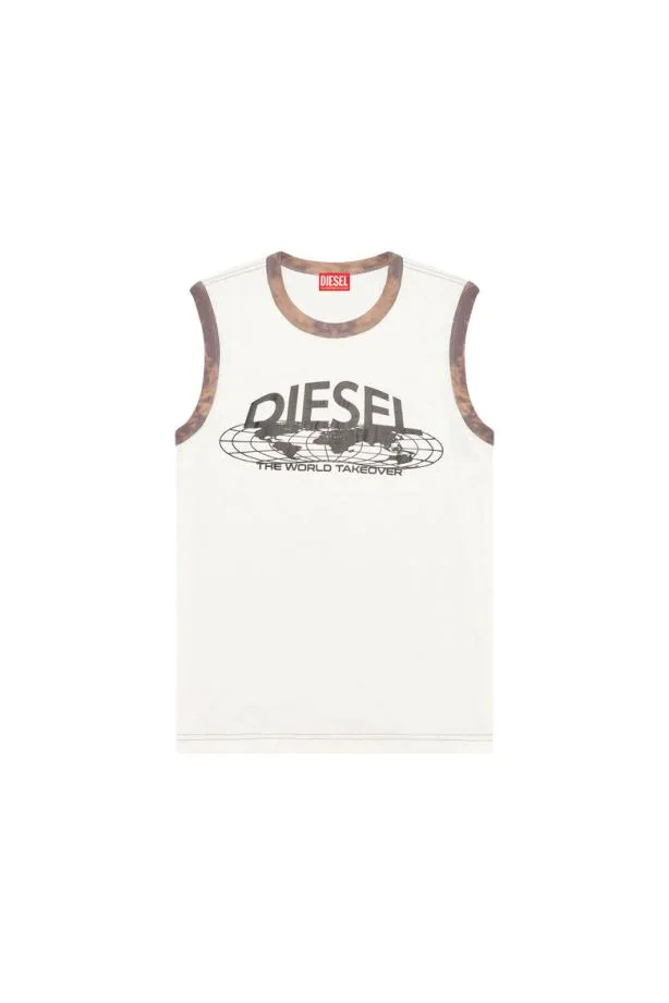 Diesel Tbiscol1 White Men TShirts and Polos