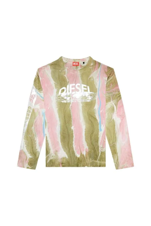 Diesel Tcranelsl4 Pinkgreen Men TShirts and Polos