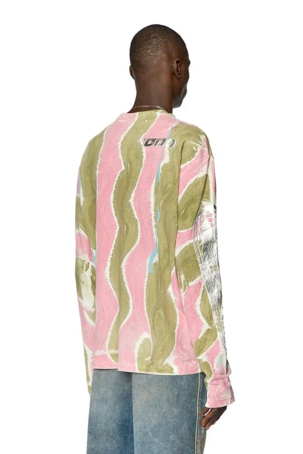 Diesel Tcranelsl4 Pinkgreen Men TShirts and Polos