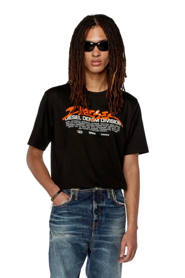 Diesel Tjustl3 Black Men TShirts and Polos