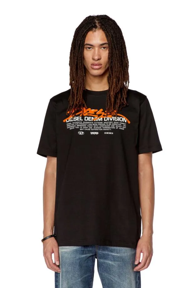 Diesel Tjustl3 Black Men TShirts and Polos