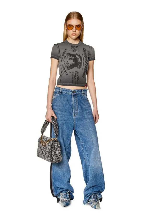Diesel Tskinzyl1 Grey Women TShirts and Tops