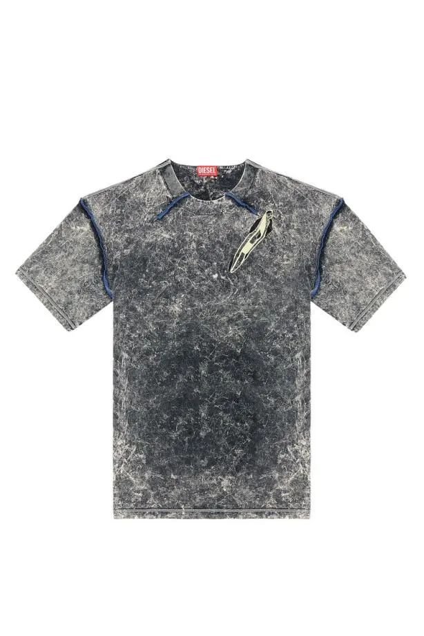 Diesel Twashvolkk Black Men TShirts and Polos
