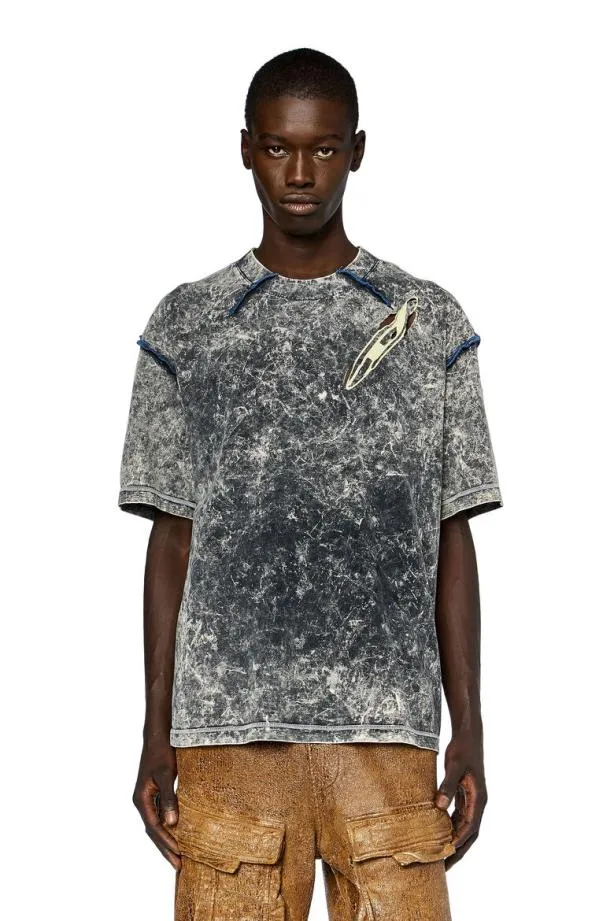 Diesel Twashvolkk Black Men TShirts and Polos