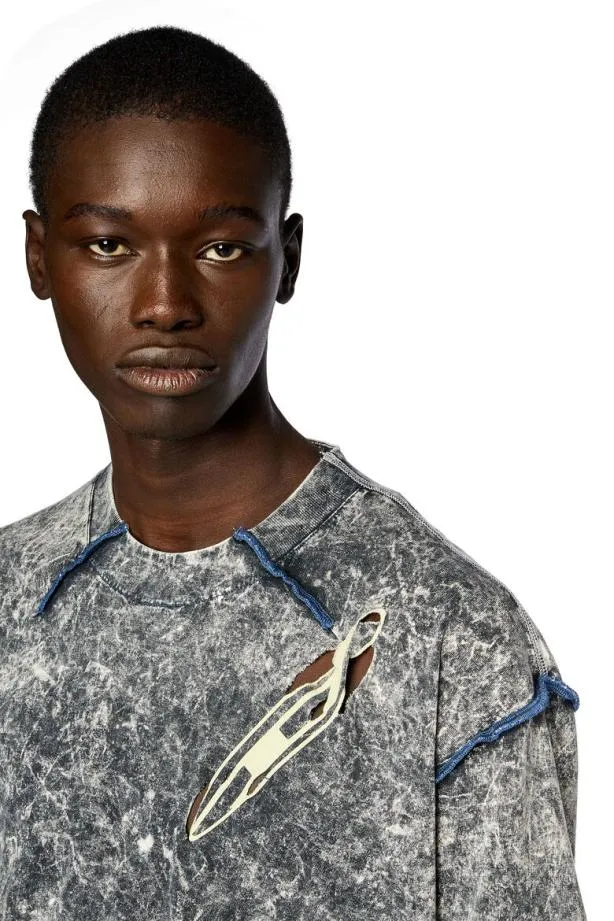Diesel Twashvolkk Black Men TShirts and Polos