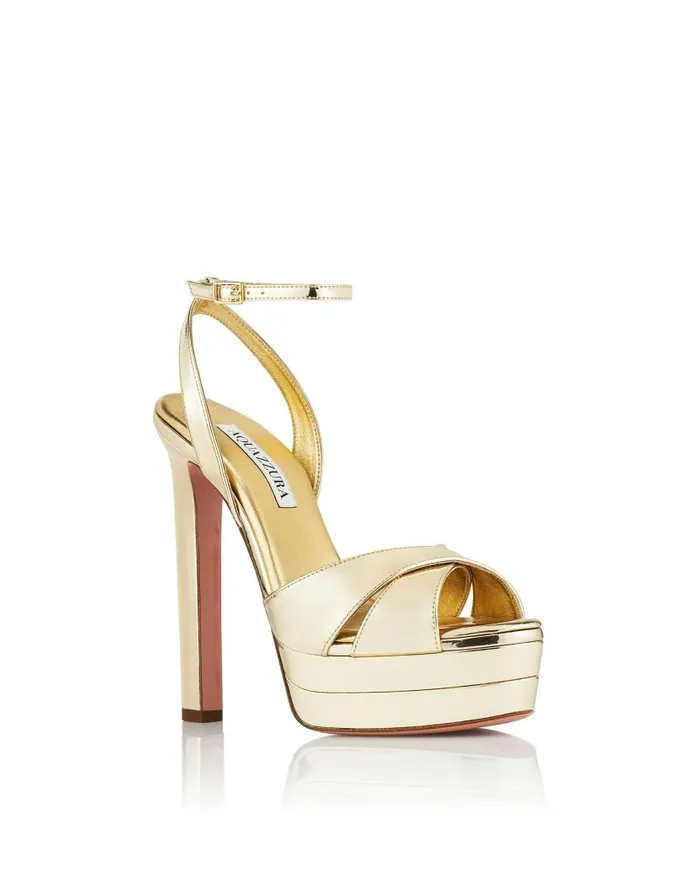 Divine Sandal Plateau 130 Gold Women Aquazzura Platforms Divine Sandal Plateau 130 Gold Women Aquazzura Platforms