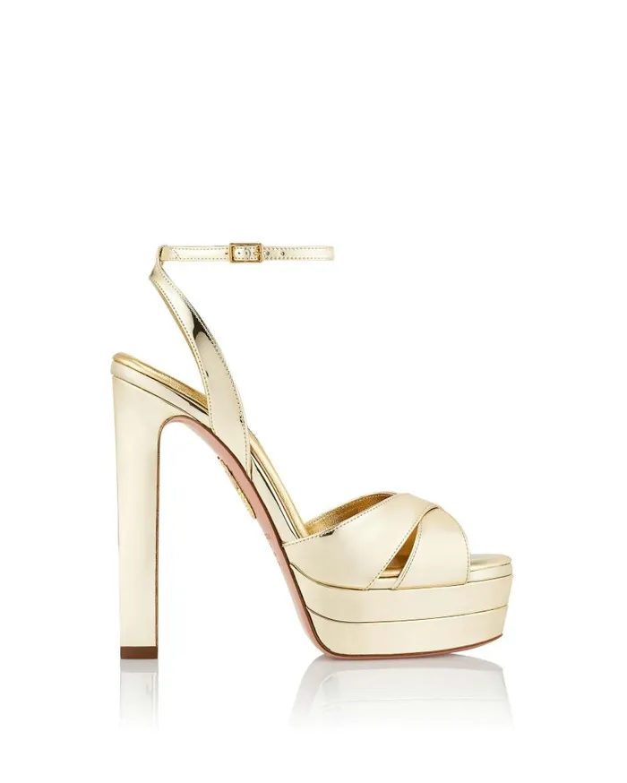 Divine Sandal Plateau 130 Gold Women Aquazzura Platforms Divine Sandal Plateau 130 Gold Women Aquazzura Platforms