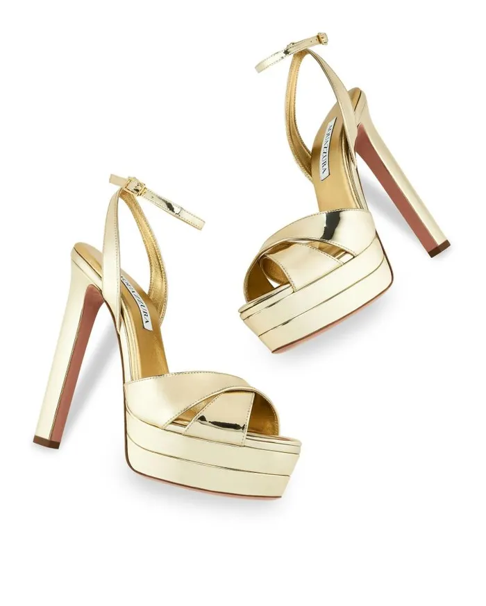 Divine Sandal Plateau 130 Gold Women Aquazzura Platforms Divine Sandal Plateau 130 Gold Women Aquazzura Platforms