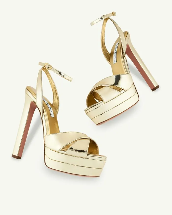 Divine Sandal Plateau 130 Gold Women Aquazzura Platforms Divine Sandal Plateau 130 Gold Women Aquazzura Platforms